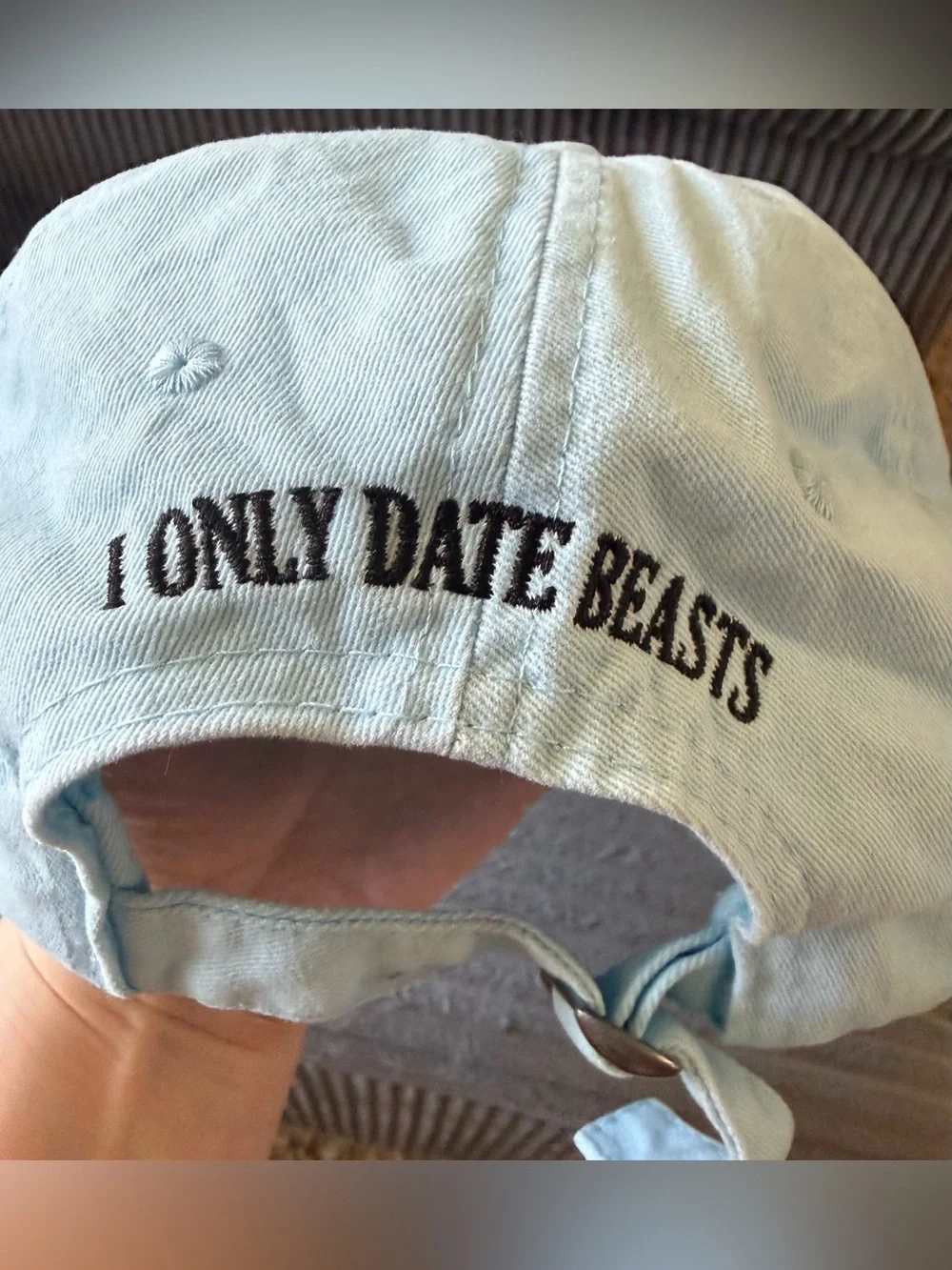 Disney Beauty and the Beast Light Blue Kids Cap Red Rose Embroidery